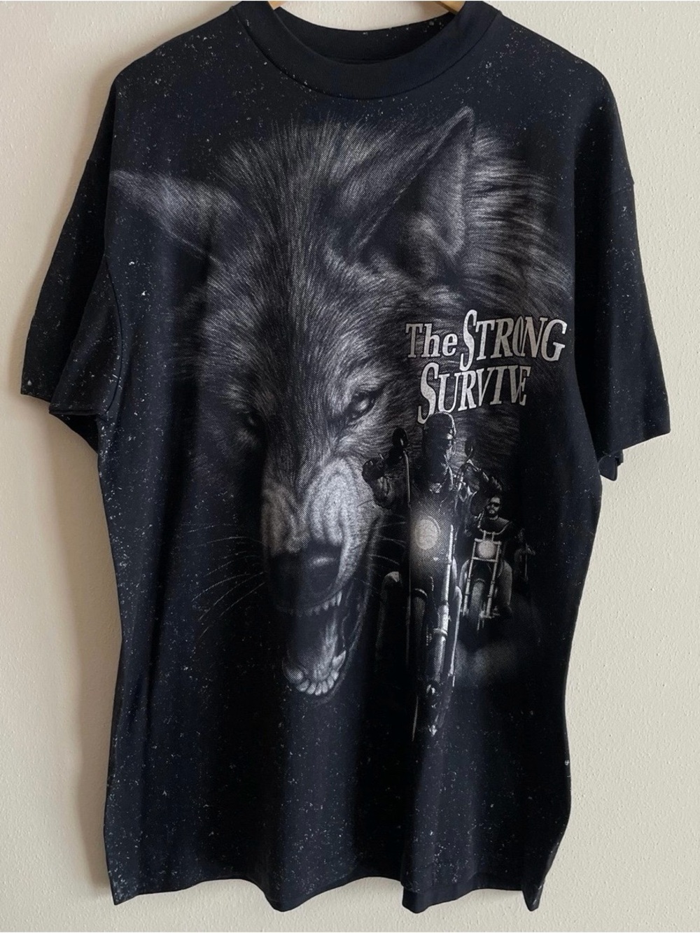 Vintage 3D Emblem T Shirt Wolf Motorcycle Biker Graphics Single Stitch
